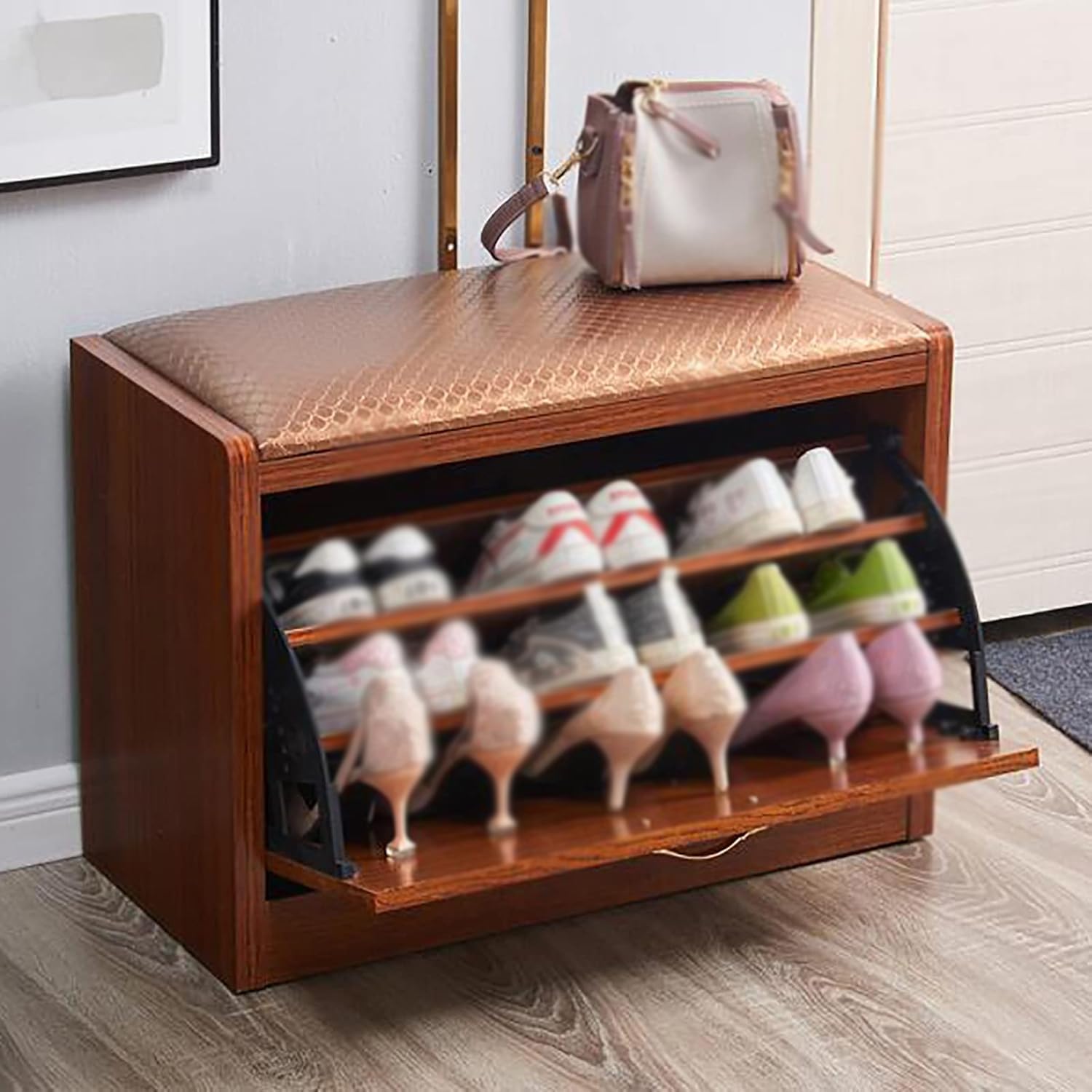 Meuble d'entree moderne banc a chaussures en bois pour couloir design