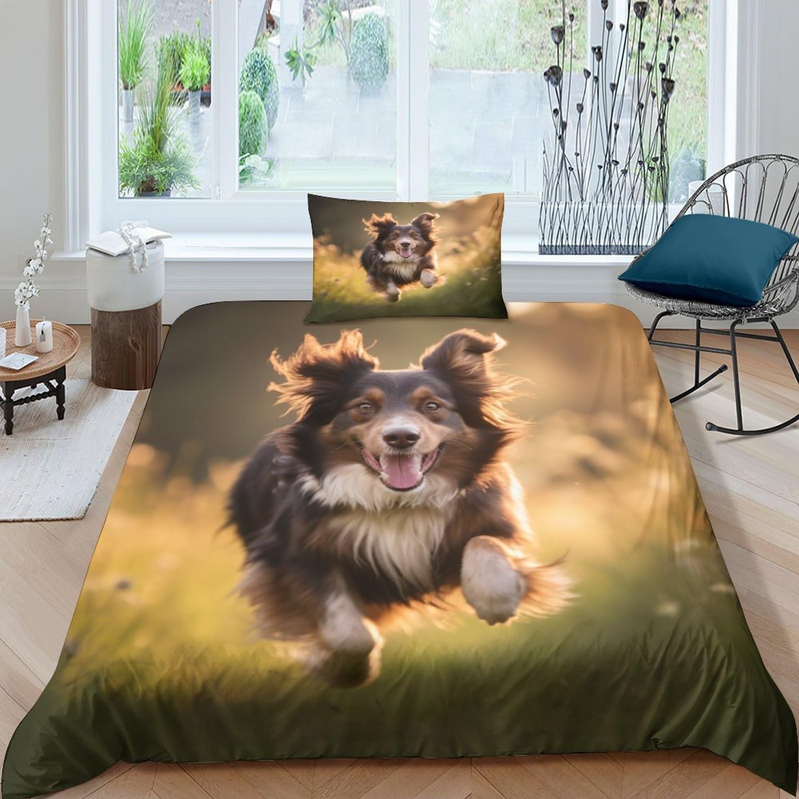 Literie enfants chien volant 3D en microfibre super douce