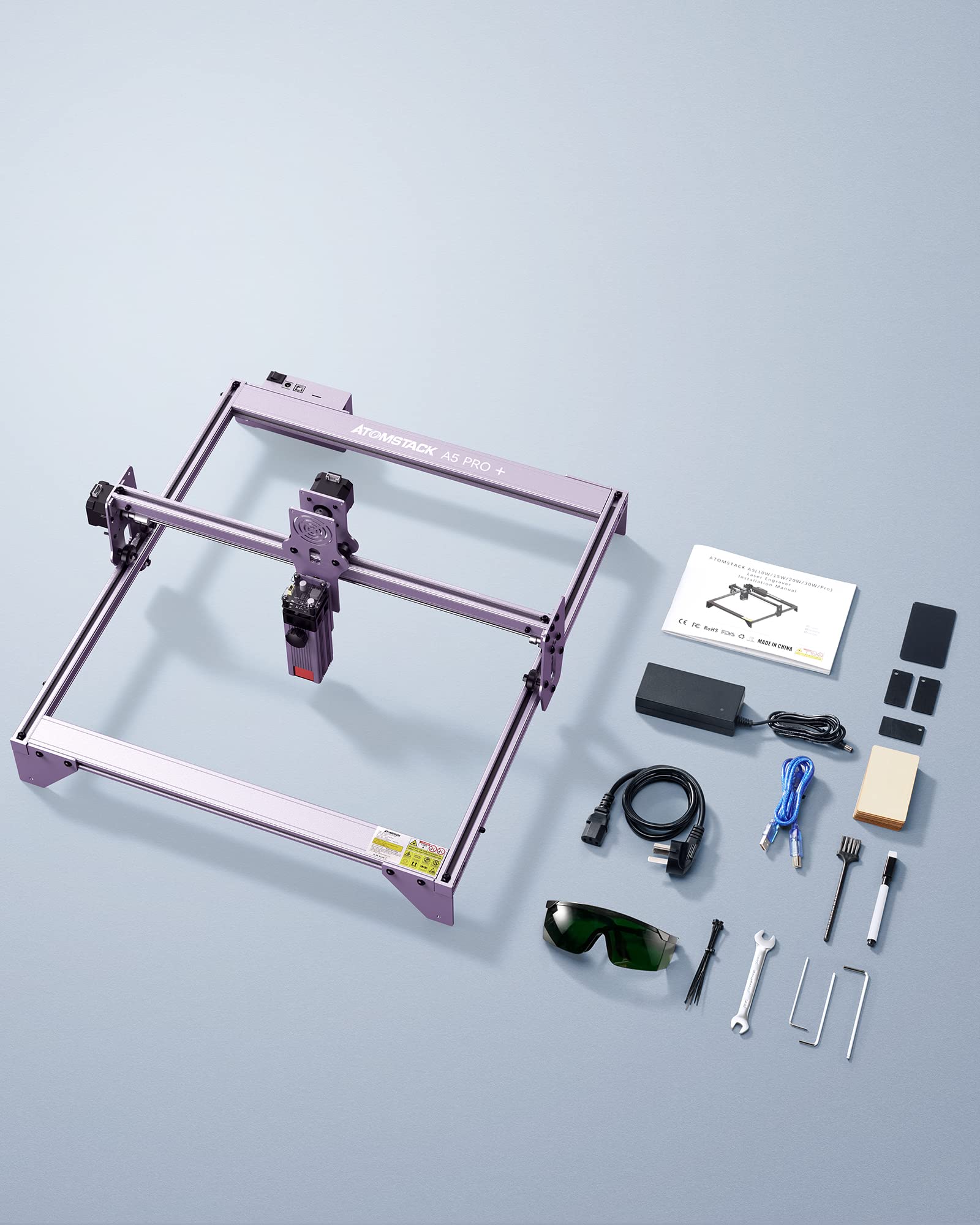 ATOMSTACK A5 PRO 40W Cortadora Laser CNC DIY Grabado Laser, 6W potencia de salida - 0.01mm precisión grabador láser, punto de 0.06mm 410x400mm grabado área para madera, metal, acrílico