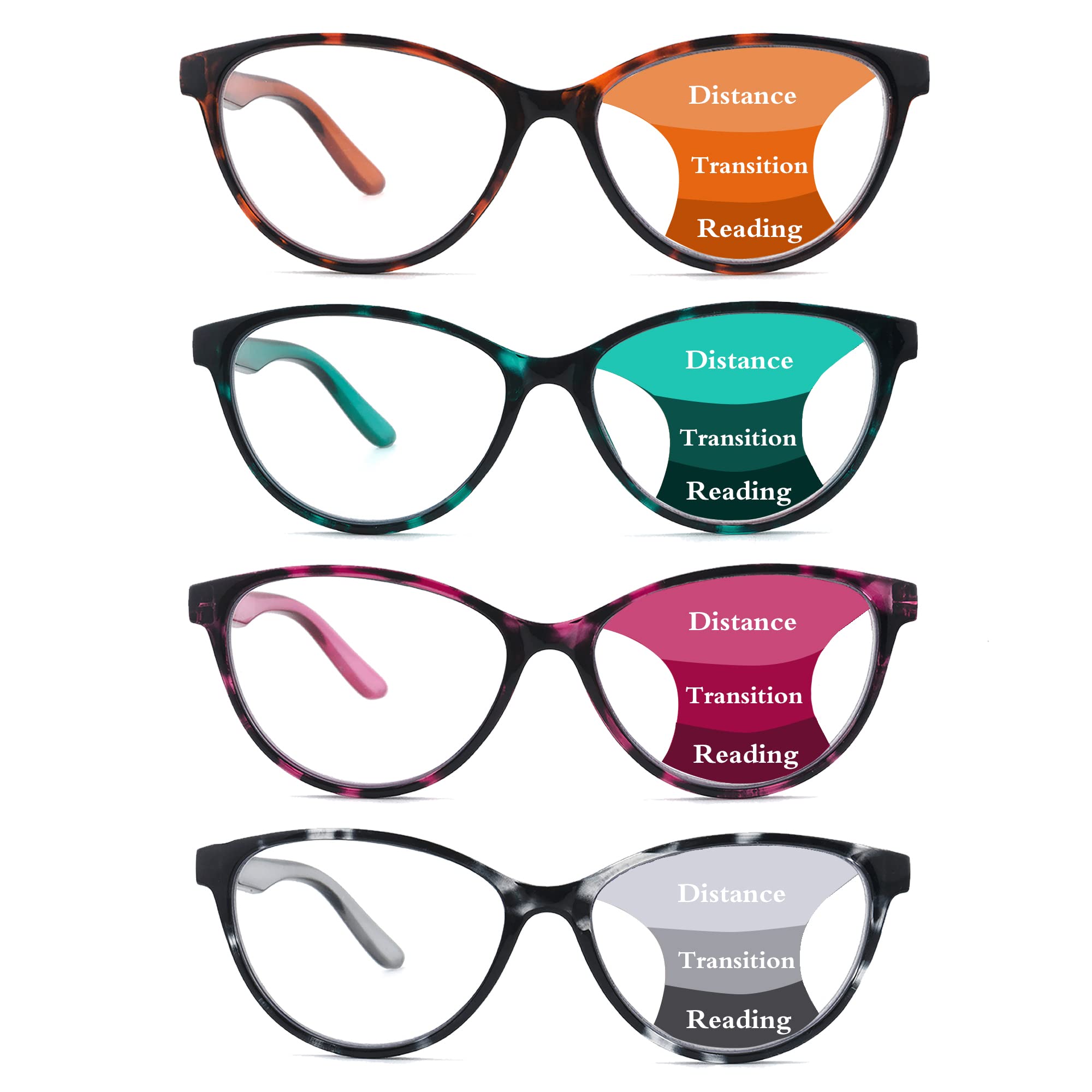 Ryegis3 Pack Bifocal Reading Glasses for Women, Blue Light Blocking Cat Eye Computer Readers,New No line Bifocal reader Anti UV Ray/Eye Strain/Glare 3.0