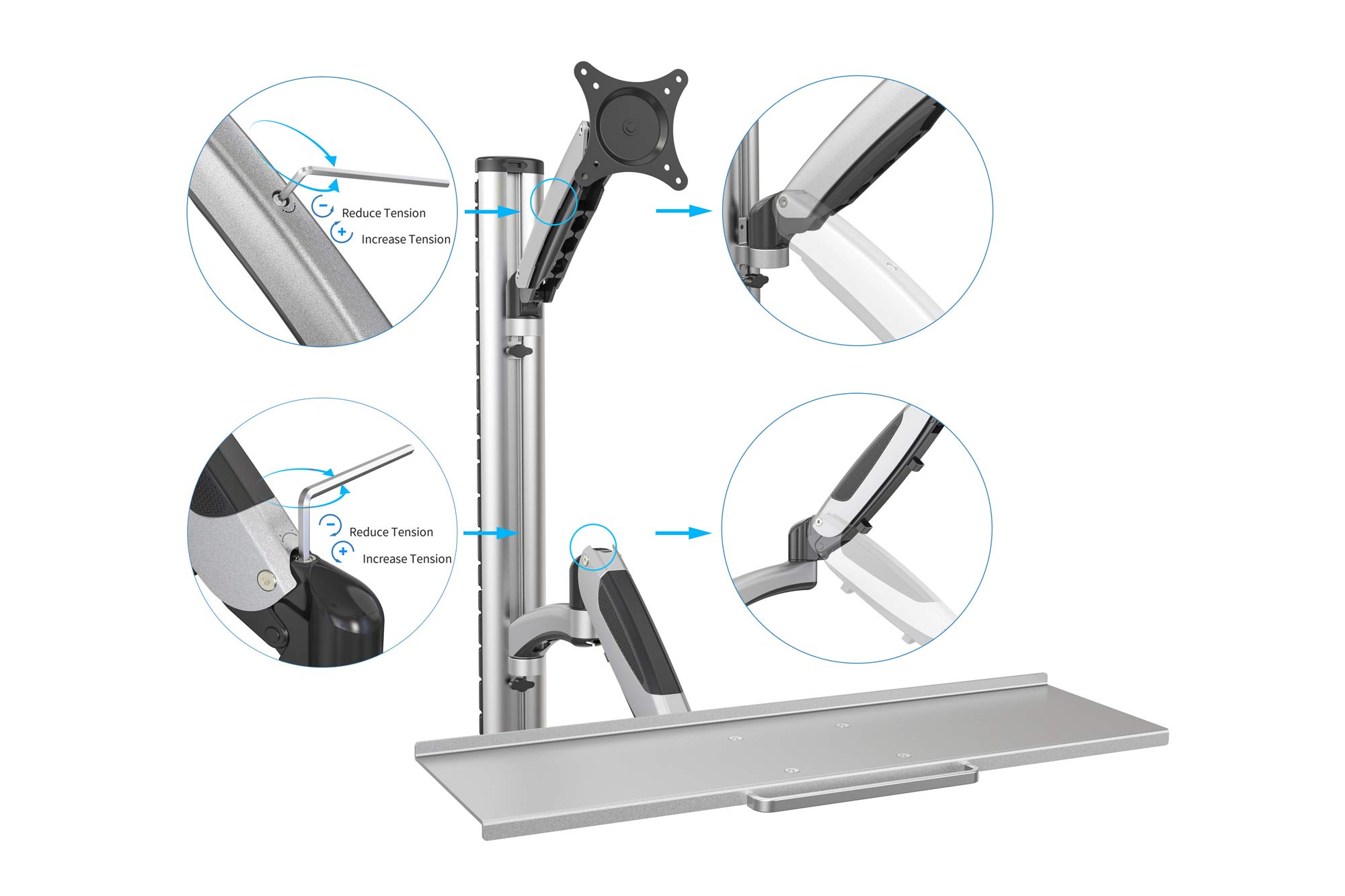 DIGITUS Bras pivotant pour Moniteur LCD/LED, avec Support Clavier