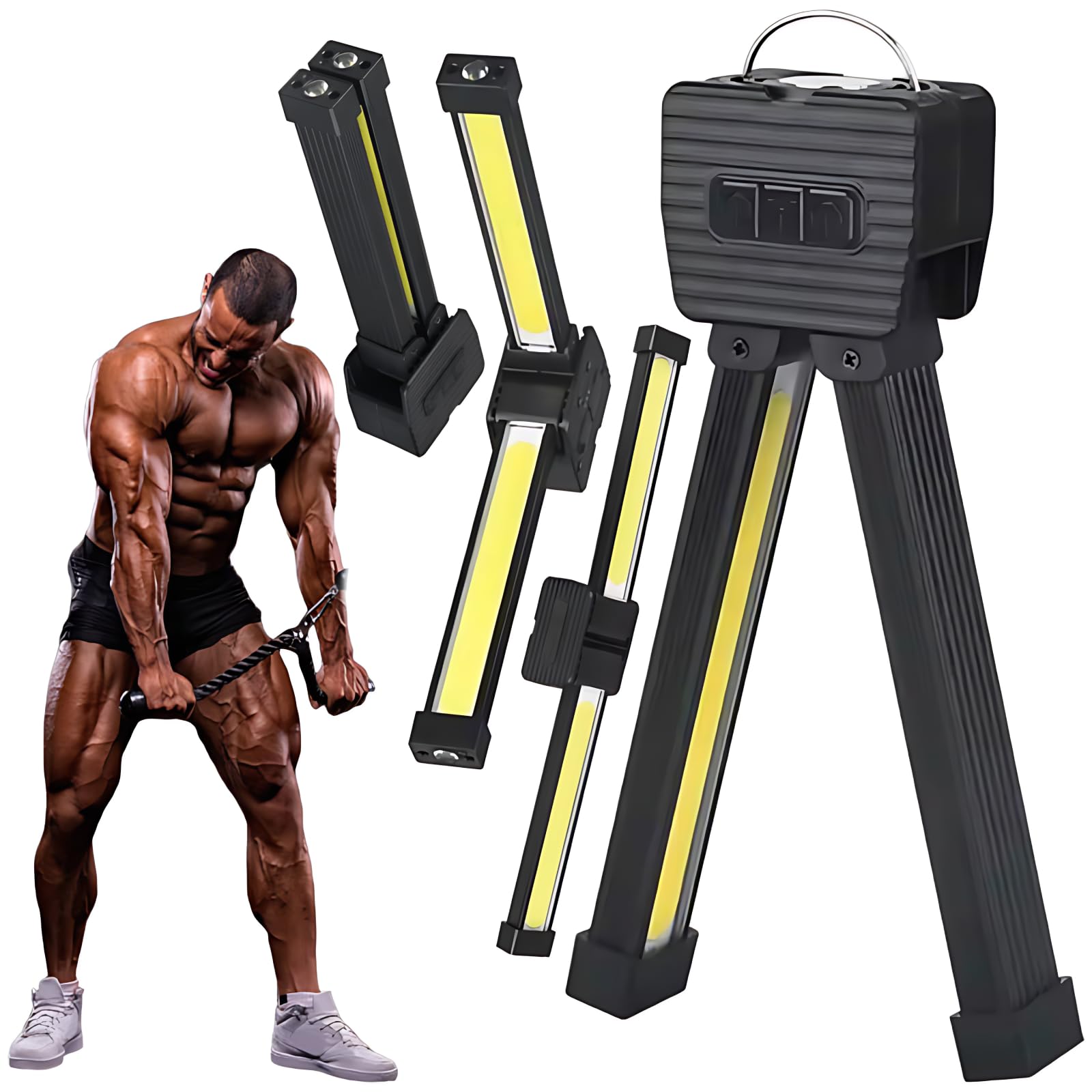 Lampe De Poche Magnétique Rechargeable USB - 7 Modes, Pliable 180° - Pour Gym, Travail, Sécurité