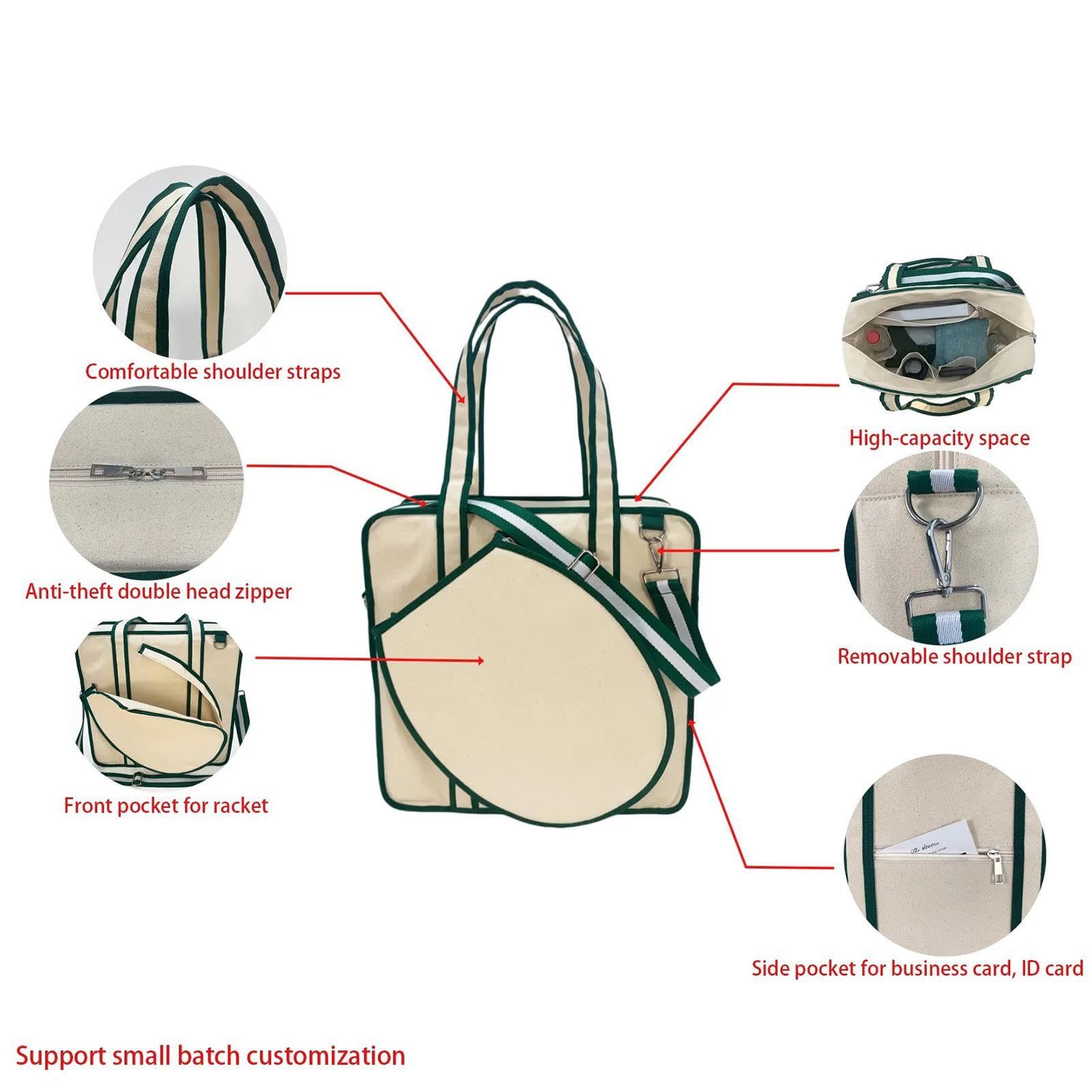 Borsa per racchette, borsa da tennis - Borsa a tracolla in tela da | badminton | Borsa da tennis in tela per racchetta da badminton, borsa per uomo e donna