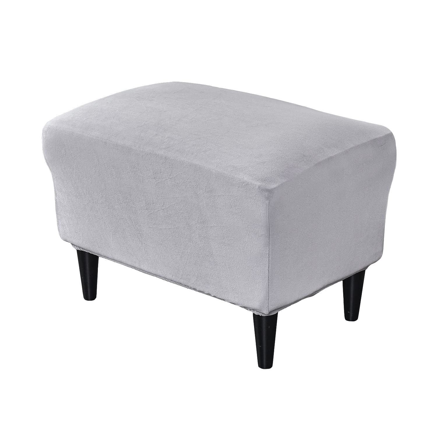Protector de muebles y funda elástica gris claro para taburete rectangular