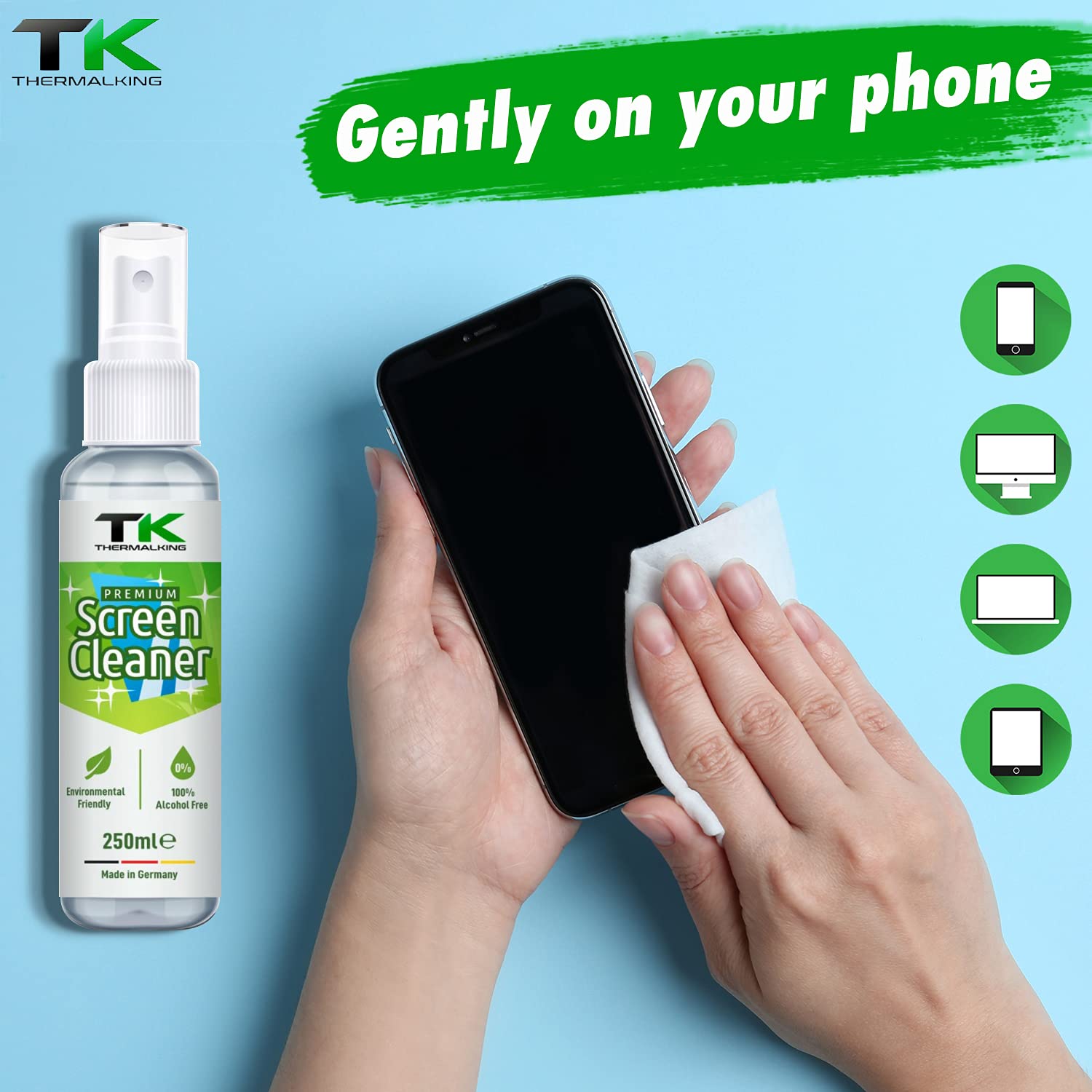 Bildschirmreiniger für Laptop - Display Reiniger für tft/tv/Monitor - Screen Cleaner Spray für LCD - Fernseher Reinigung (16x250 ml)