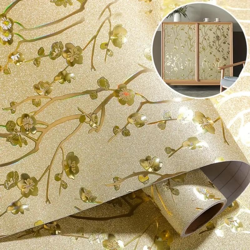 RADIANCE REVIVE-Wall Stickers, Golden Flowers Furniture Film,Interior Film,Wallpaper for Cupboards Door,Almirah,Refridgerator,Tabletop,Wall,DIY & Other Renovation (24 X 175 Inch) (B0D98F47FX) Amazon Price History, Amazon Price Tracker