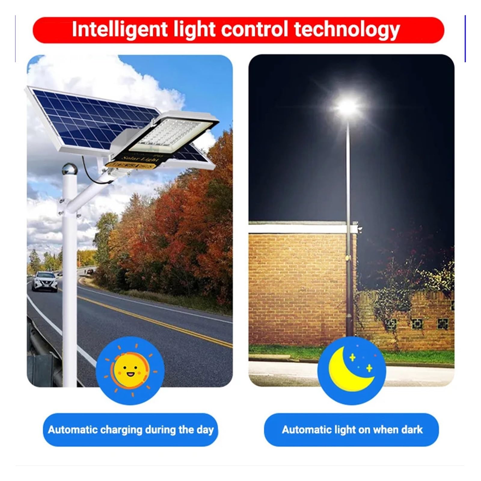 Lampa solarna zewnętrzna, 2000led Mocna słoneczna lampa uliczna Zewnętrzna aluminiowa słoneczna latarnia uliczna Ogród Światło słoneczne Zdalne sterowanie Wodoodporna lampa słoneczna