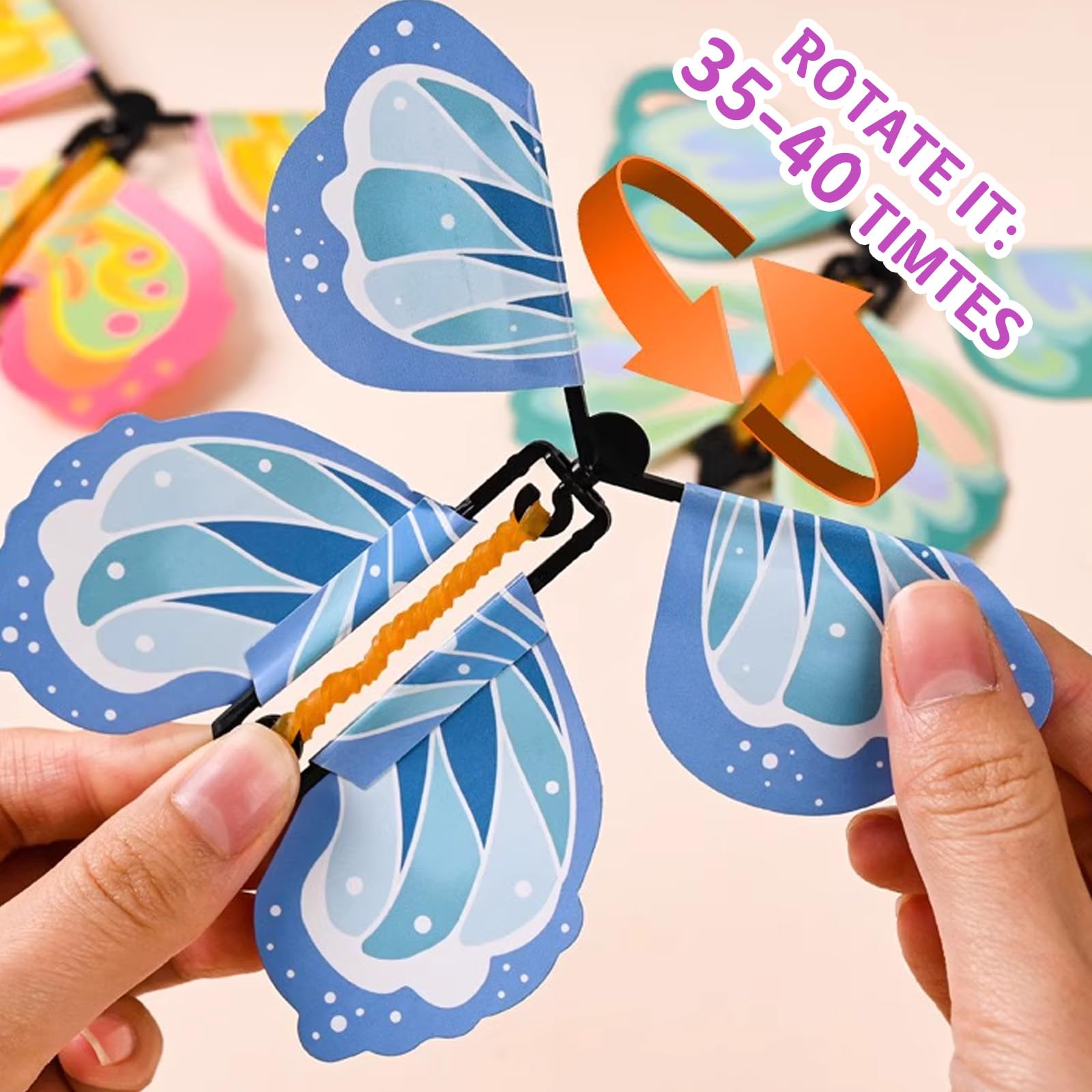 22Pcs Magic Flying Butterfly Toy Set, Hand-Spun Flight with Rubber Band, STEM Insect Lore Butterfly Garden Kit - Image 3