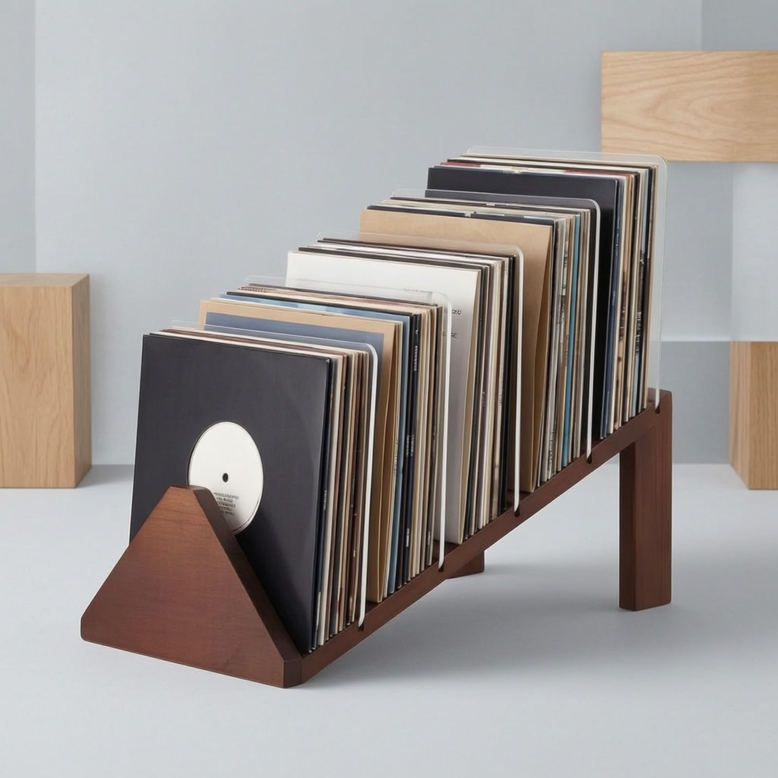 Colcolo Rack Rangement Vinyle Table En Bois Itallation Range-Disques Séparateurs En Acrylique Traparent Compact pr Coole Multimédia