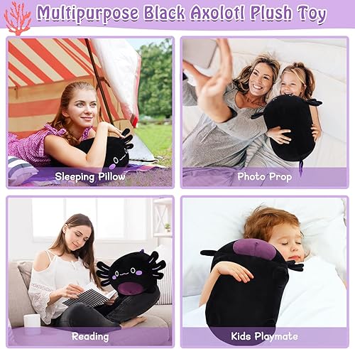 Miniatura 5 de Auspicious beginning Axolotl - Juguetes de peluche de axolotl de 15.8 pulgadas, almohadas de felpa Kawaii con cara de gato, suaves muñecas de