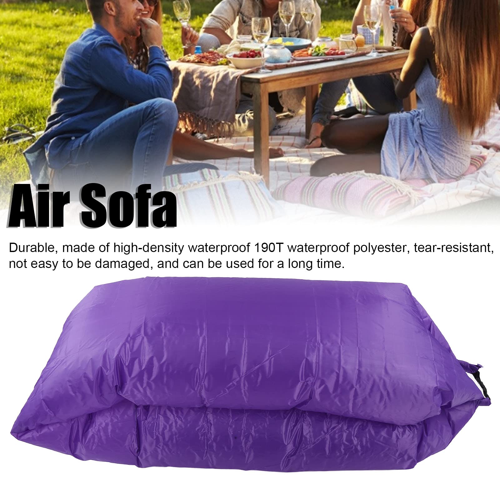 Inflatable Lounger, Foldable Air Lounger Sofa for Outdoor Waterproof Blow up Chair Lightweight Beach Lounger with Handle for Camping, Hiking, Travel