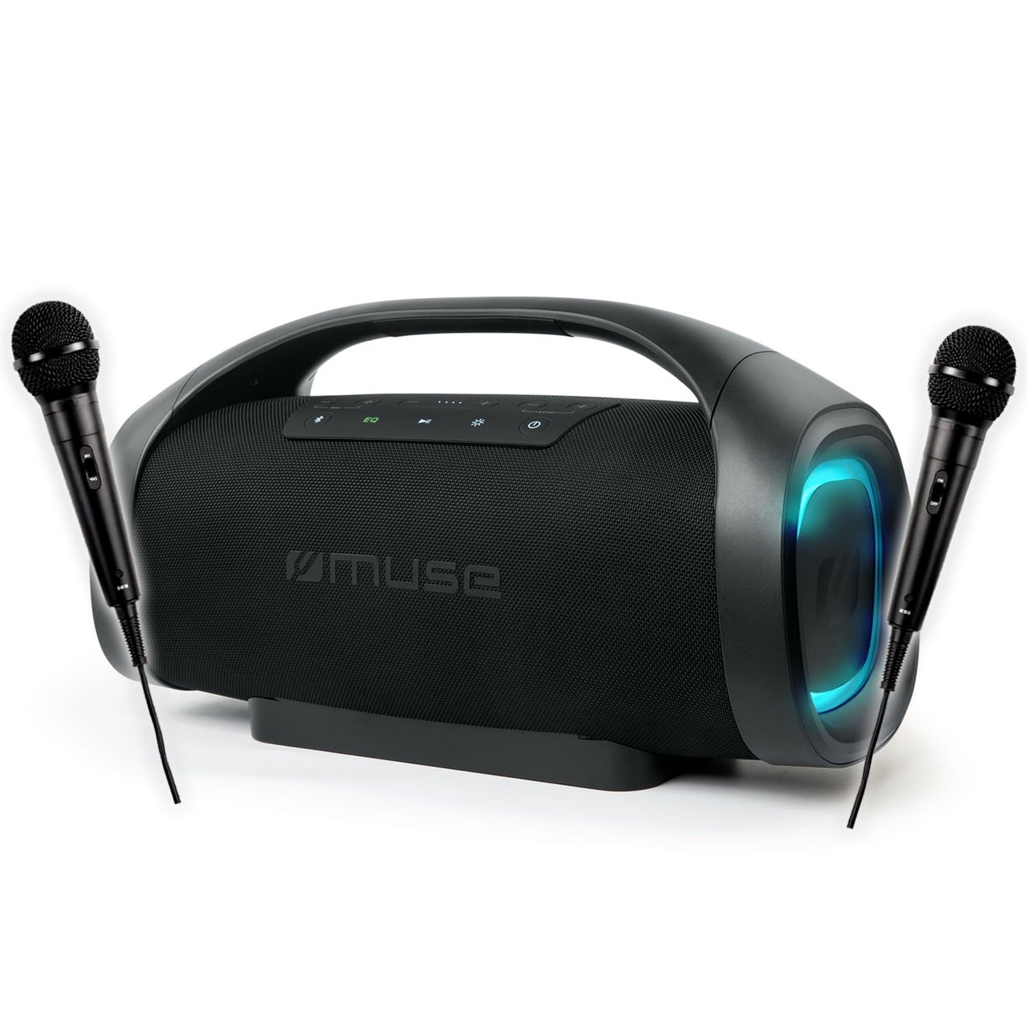 Enceinte Autonome Muse M-980 BT USB Bluetooth 300W - 2 Micros filaires DJ Karaoké - IPX6 Resistance aux Projections, Lumière LED