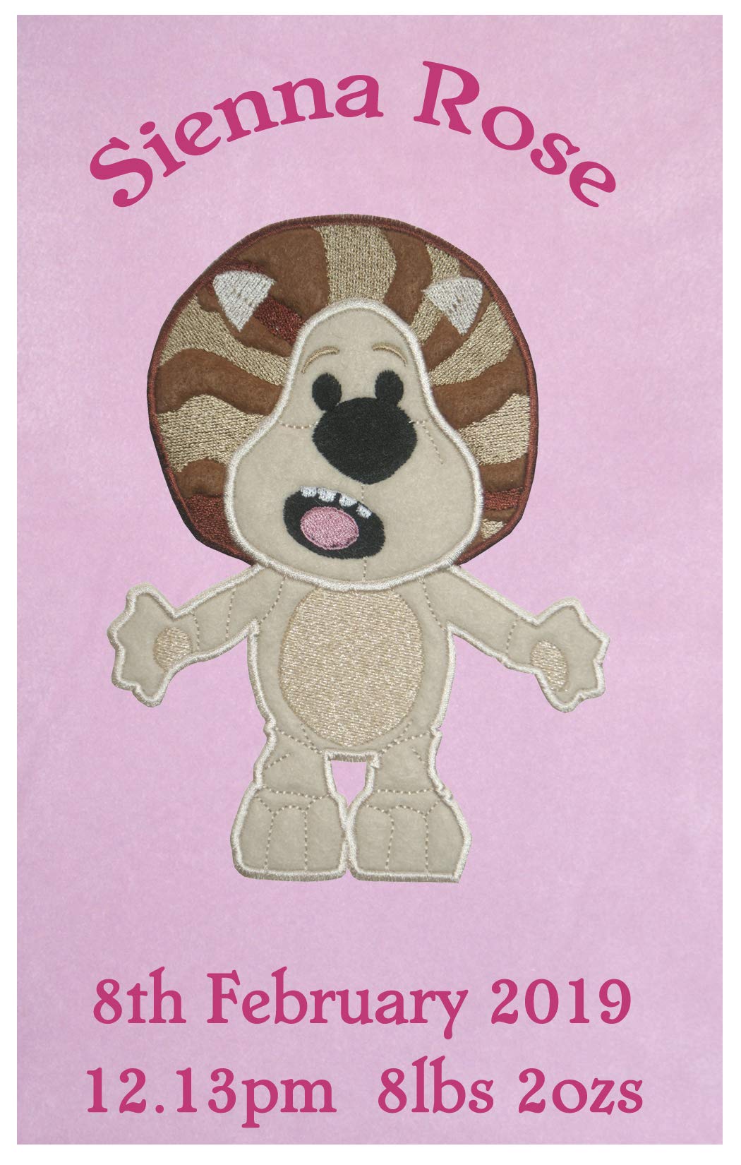 RAA RAA The Noisy Lion Personalised Applique Super Soft Fleece Blanket (Baby Pink) Choice of 5 Blankets Colours Now Available at Customisation Point