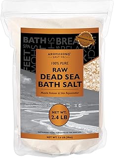 2.43 Lb Raw Dead Sea Salt Not Cleaned, Still Contains All Dead Sea Minerals Including Dead Sea Mud, Fine Medium Grain, Resealable Bulk Pack, Better Absorption & Leaves Your Skin Softer Then Epsom Salt