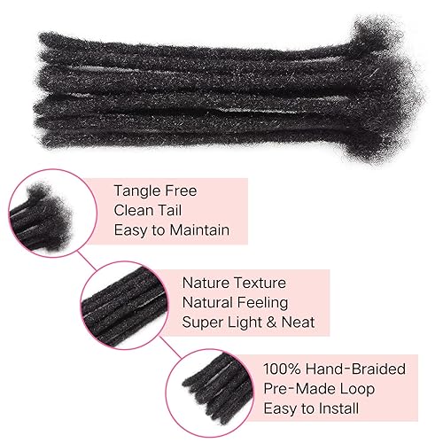 Miniatura 5 de loc Extensions - Extensiones de cabello humano, 0.2 in de grosor, 8 pulgadas, 10 hebras de cabello humano 100% real, extensiones de rastas para