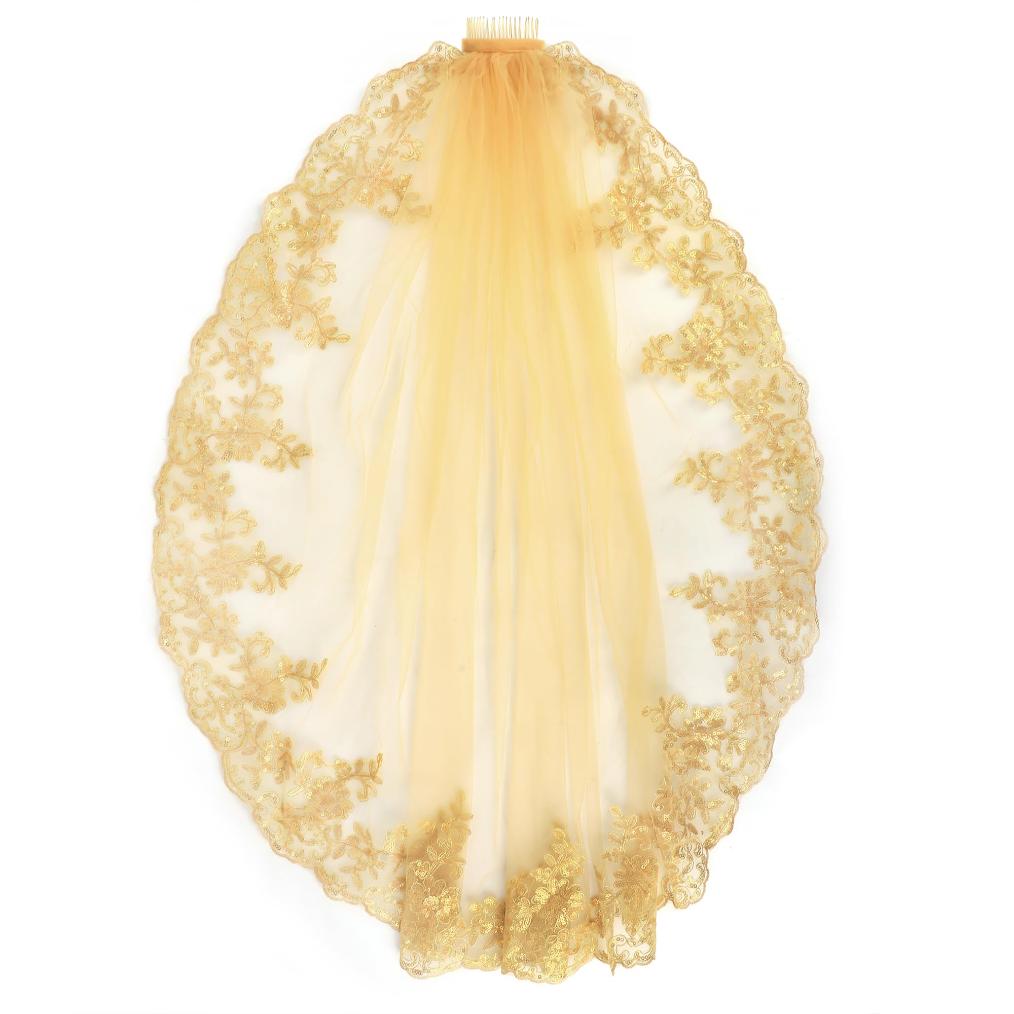 Voile de mariée pour femme avec peigne et paillettes, voilette de mariage légère avec motif délicat, voile musulman monocouche pour mariage et église
