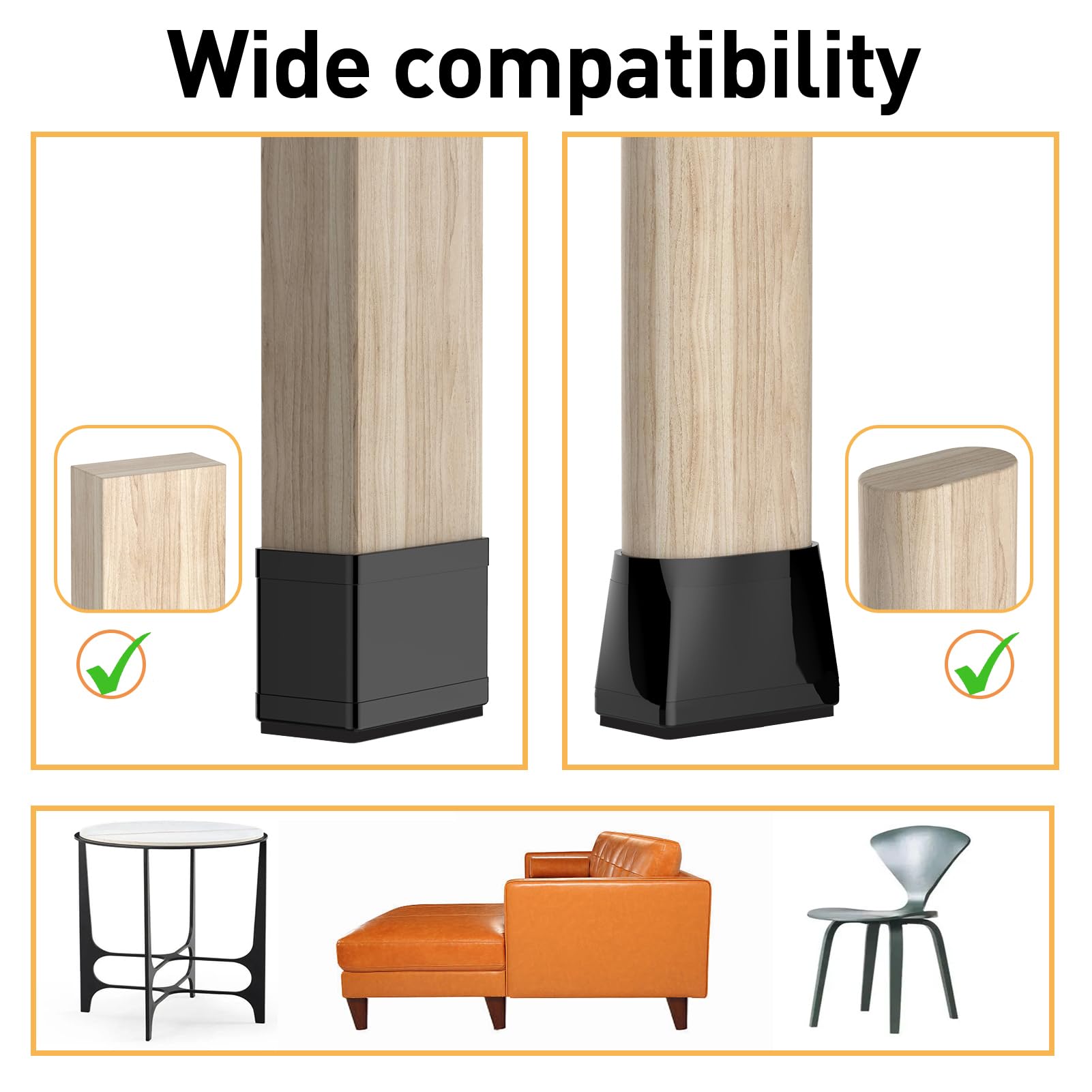 1 x 2 protectores rectangulares para patas de silla, almohadillas antideslizantes para muebles, suelos de madera dura, pinzas antideslizantes para muebles, tapas de silicona para patas de muebles, (16