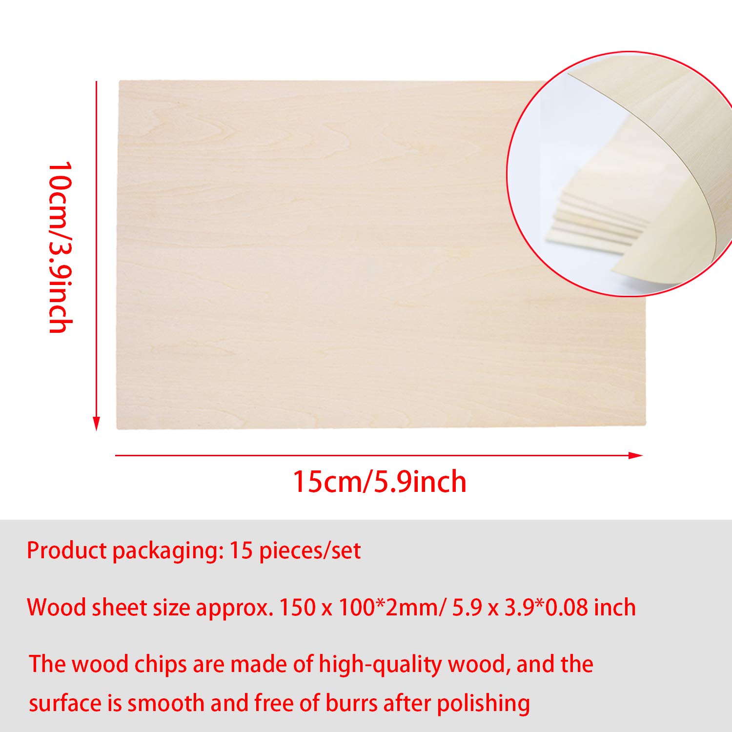 Unfinished Wood, 15 Pack Balsa Wood Sheets, Basswood Thin Craft Wood