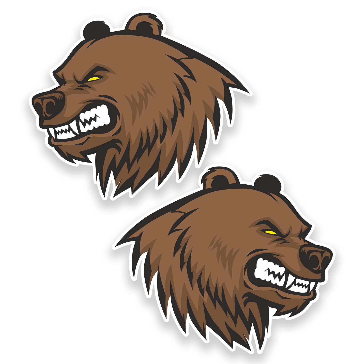 Destinationvinyl Multi 2 X 10Cm Angry Brown Bear Vinyl Sticker Tablet Laptop Car Motorbike Helmet #9325 (10Cm Wide X 8.5Cm High)