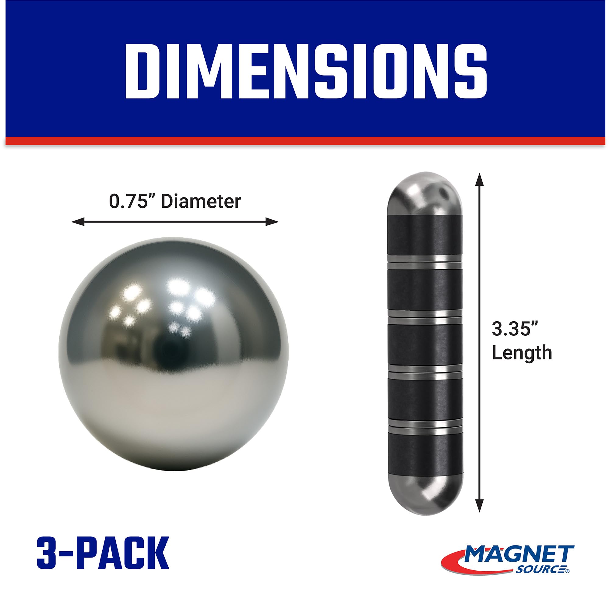 Master Magnetics cow-rum5cx3bx vaca imán, Ultimate Heavy Duty ru-master 5, acero y anillo de ferrita, 0,75 "de diámetro, 3.375" Longitud, Negro y Plata (Pack de 3)
