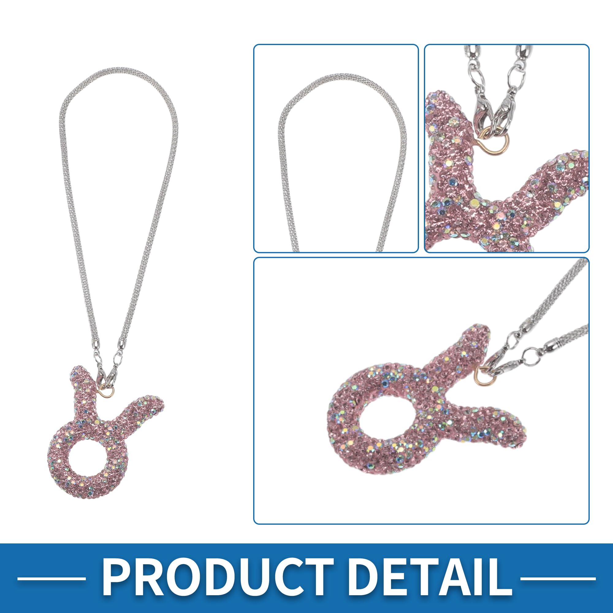 1 Pz Toro in Metallo con Finto Strass e Diamanti Finti Pendente Specchietto Retrovisore Auto Accessori Ornamento Appeso Auto Rosa