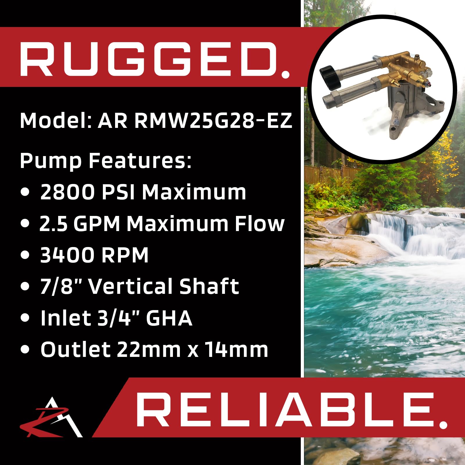 2800 PSI Pressure Washer Pump – 7/8" Shaft, Vertical – Fits Briggs & Stratton & More