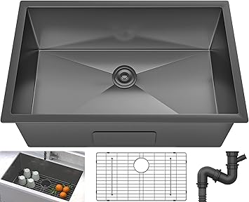 YITAHOME Black Kitchen Undermount Sink