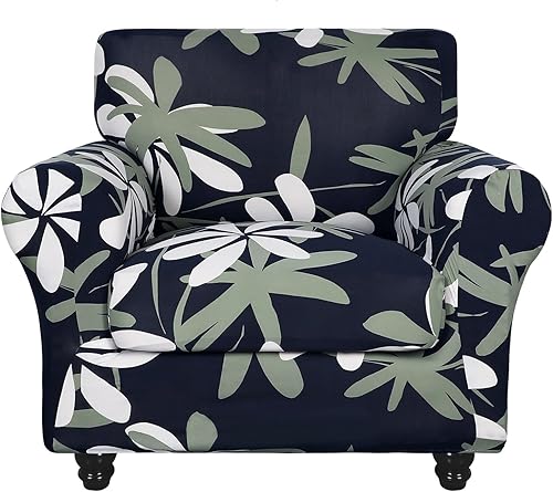 Miniatura 41 de SearchI Funda Elástica para Sofá con Estampado Fundas para Sofá, Patrón Floral Funda para Sillón de 2 Piezas con Funda de Cojín de Silla Separada,
