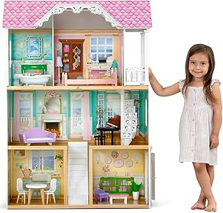 Delta Children MySize Dollhouse - Large 3-Story Dollhouse with 7 Rooms Includes 12 Accessories - Fits 12-inch Dolls - Pretend Play Dream Gift for Ages 3+