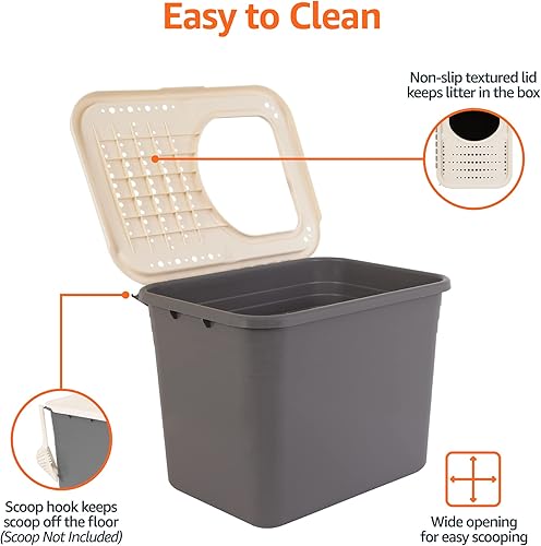 Miniatura 2 de Tienda Basics Caja de arena antiadherente para gatos con tapa de filtro, grande