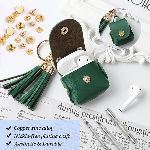 Miniatura 6 de KWOKWEI - Juego de 120 broches de presión de cuero, juego de 120 botones a presión de metal con 6 herramientas de ajuste, 0.492 in, 6 colores