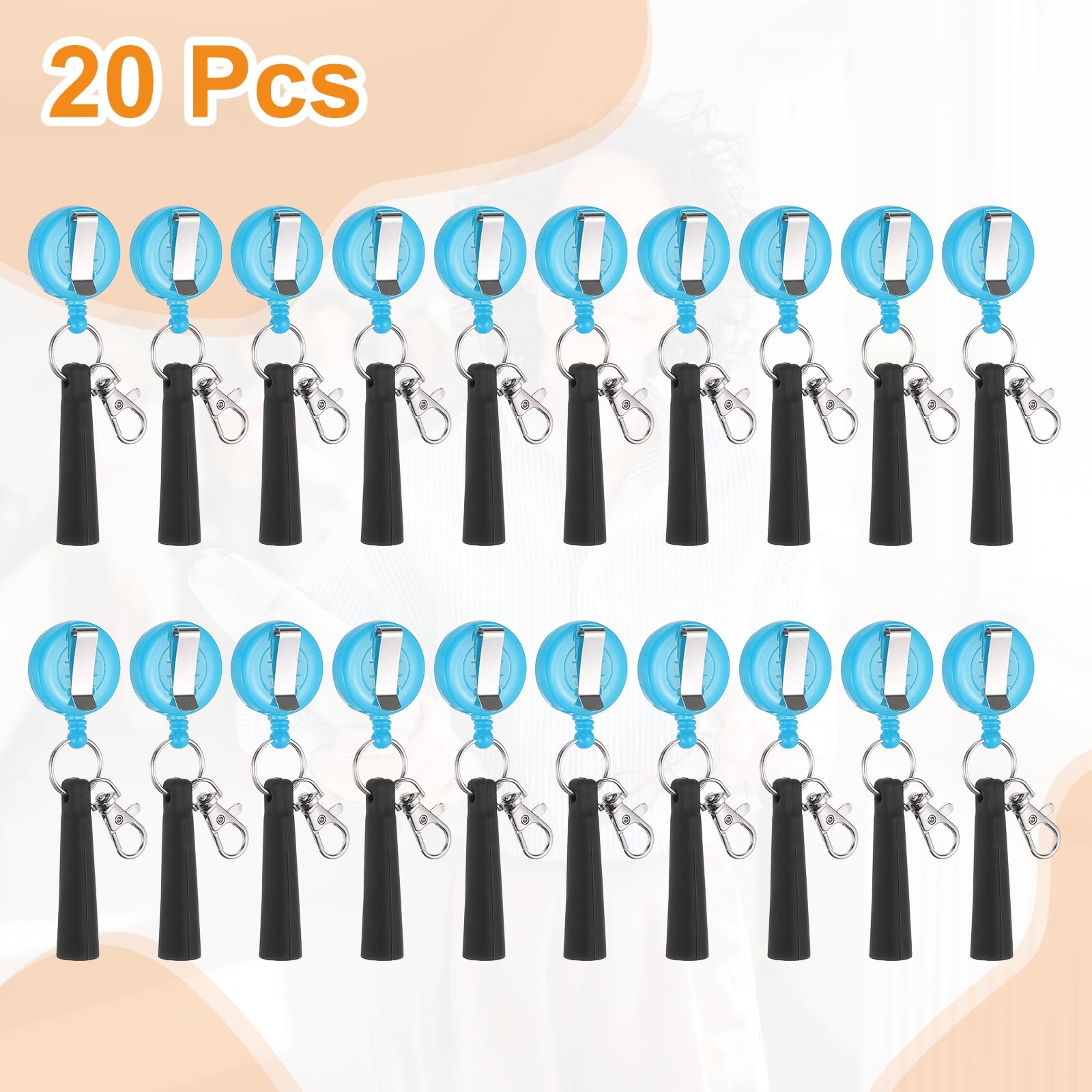 PATIKIL Retractable Pen Holder, 20Pcs Pull Pen Pencil Holder Elastic Silicone Grip Pencil Holder for Woodwork Bricklayer Markers and Carpenter Pencils, Sky Blue - Image 3
