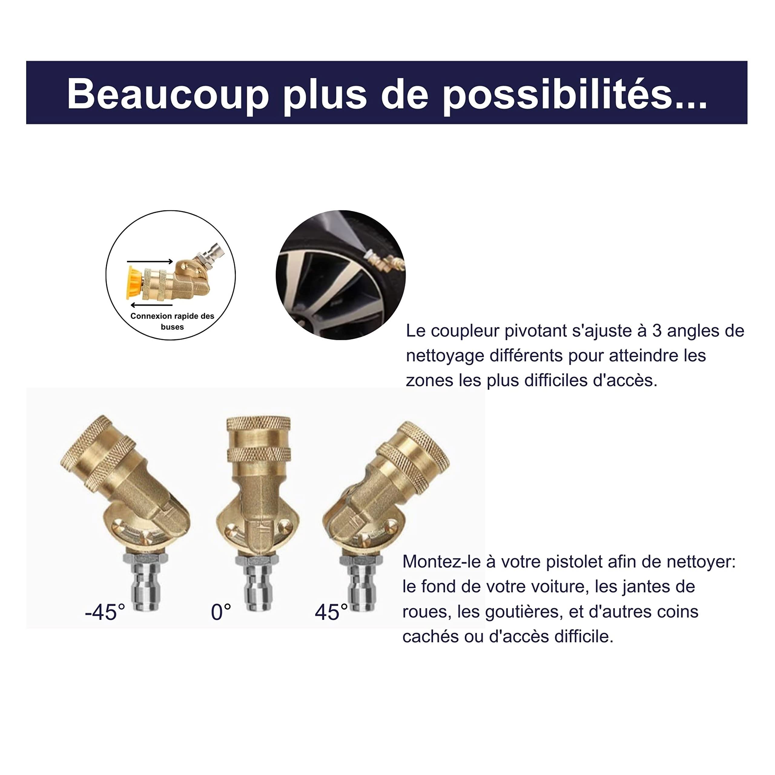 ComwithSafe Pistolet de Lavage Haute Pression+ Coupleur pivotant, 6 buses 1/4"- Pistolet 4000 PSI de Nettoyage pour Voiture - Int M22-14mm, Adaptateur pour Karcher K1-K7, filtre eau,guide inclus