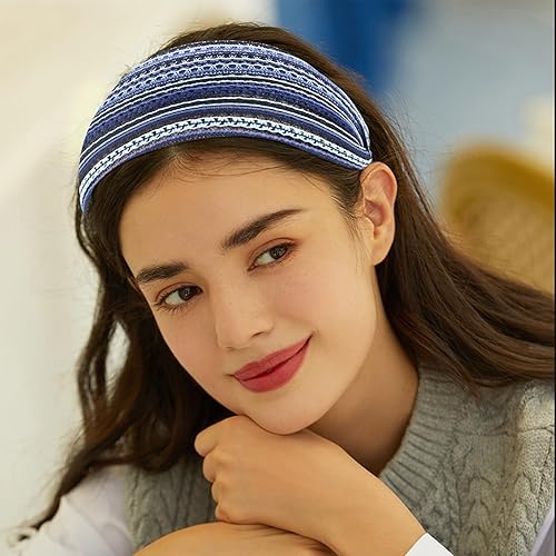 Miniatura 3 de Diademas bohemias para mujer, diademas anchas antideslizantes grandes para cabello de mujer, diademas gruesas con dientes, diademas de moda para el