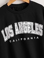 Vista 4 de SOLY HUX Sudadera con estampado de letras para niña, casual, manga larga, hombros caídos, camiseta