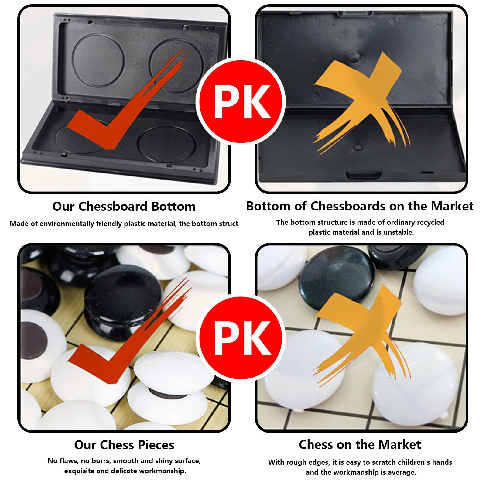 Go Game, duża magnetyczna plansza do gry Go, wodoodporna z plastikowymi szachami, materiał PVC, przenośna składana chińska Weiqi na mecze (żółta+czarna, typ C)