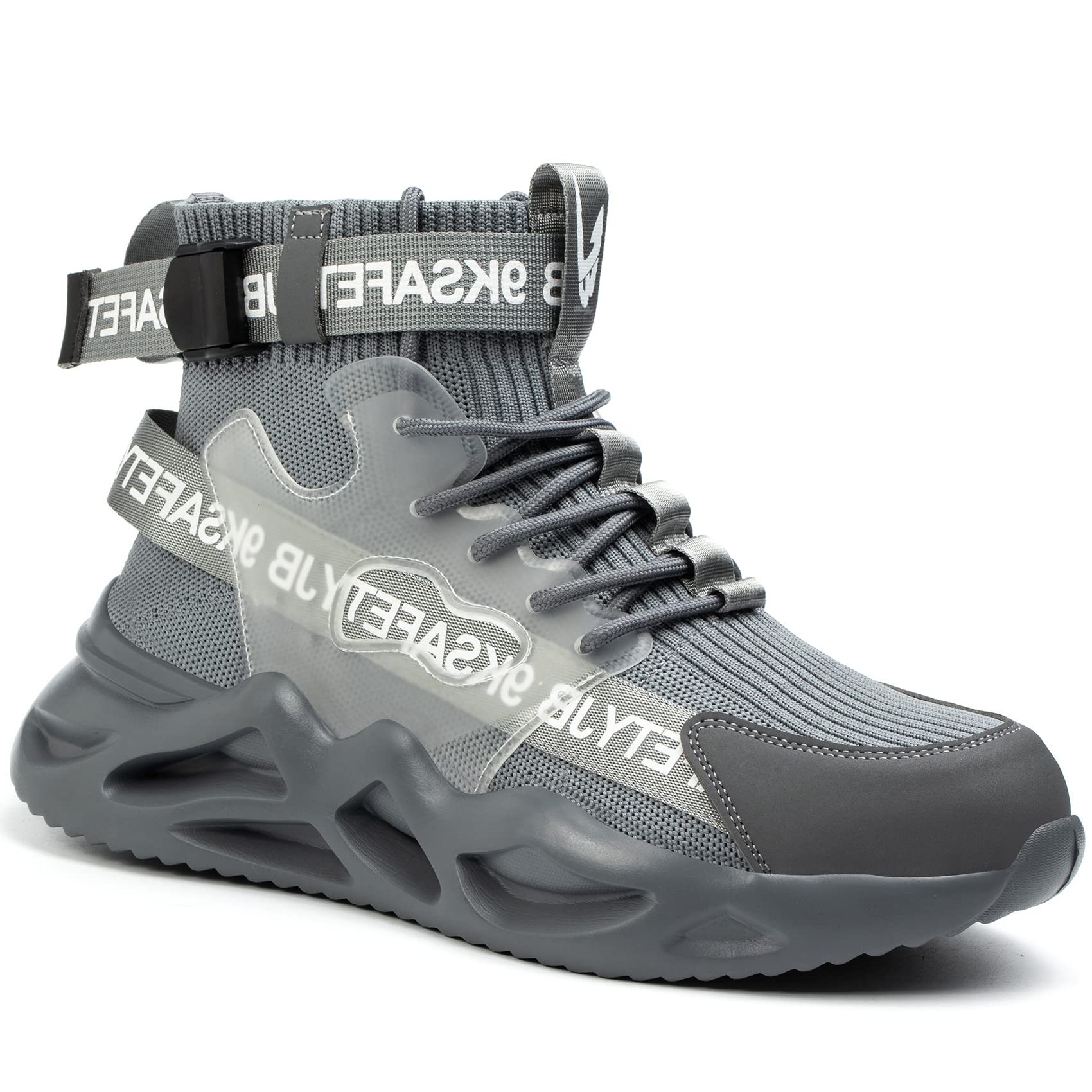 ORISTACOSteel Toe Safety High-Cut Boot, Breathable Lightweight Smash-Proof Industries Construction Work Shoes