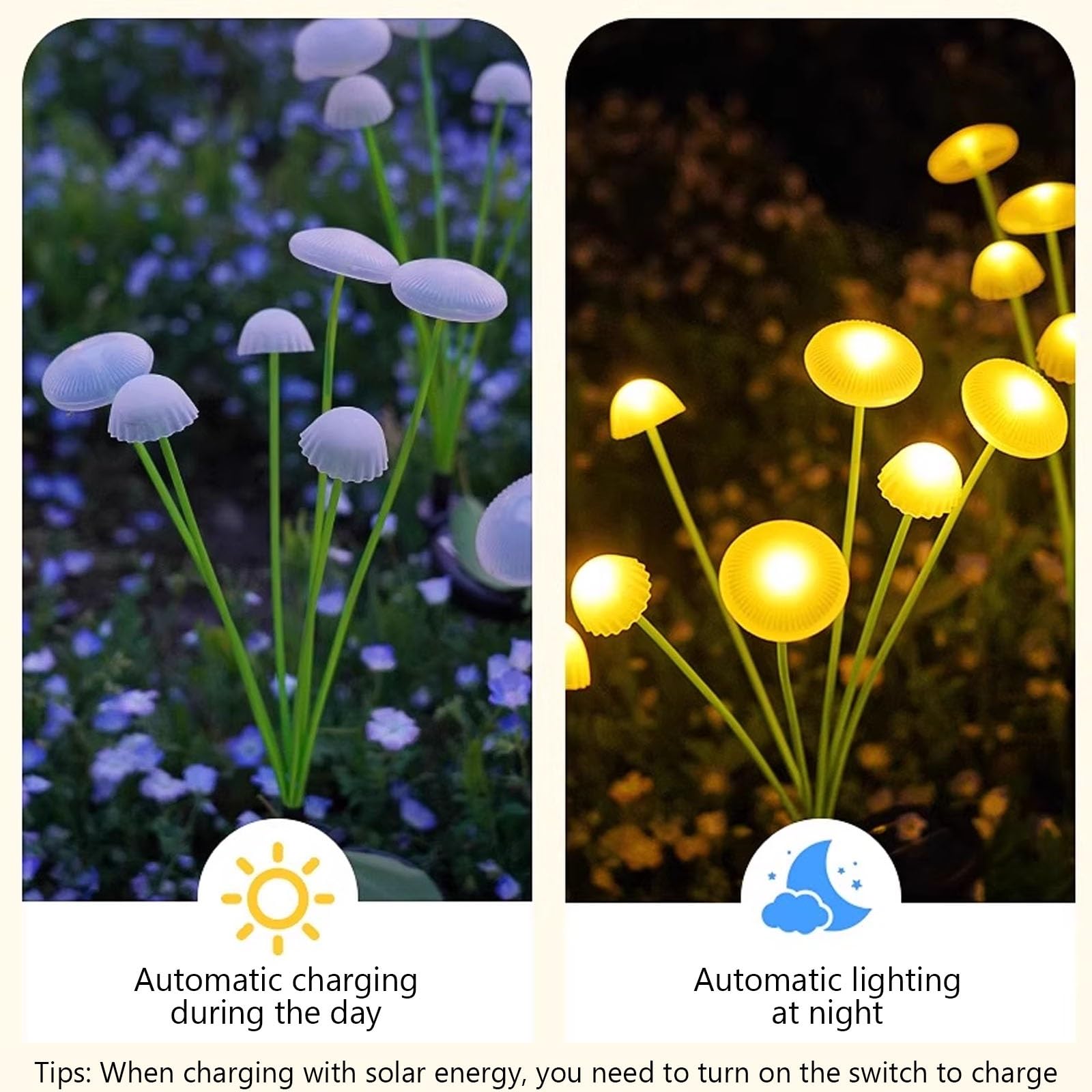 Zewnętrzna lampa solarna Led w kształcie grzyba, zewnętrzna lampa solarna na ścieżki, patio, festiwal, wesele, imprezę