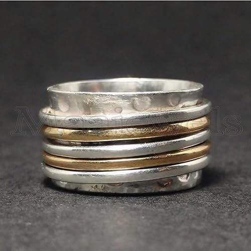 Miniatura 3 de Spinner Rings For Women, Fidget Ring, Sterling Silver, Beautiful Ring, Popular Ring, Spinner Ring, Wide Band Ring, Handmade, Anxiety Ring, Gift For