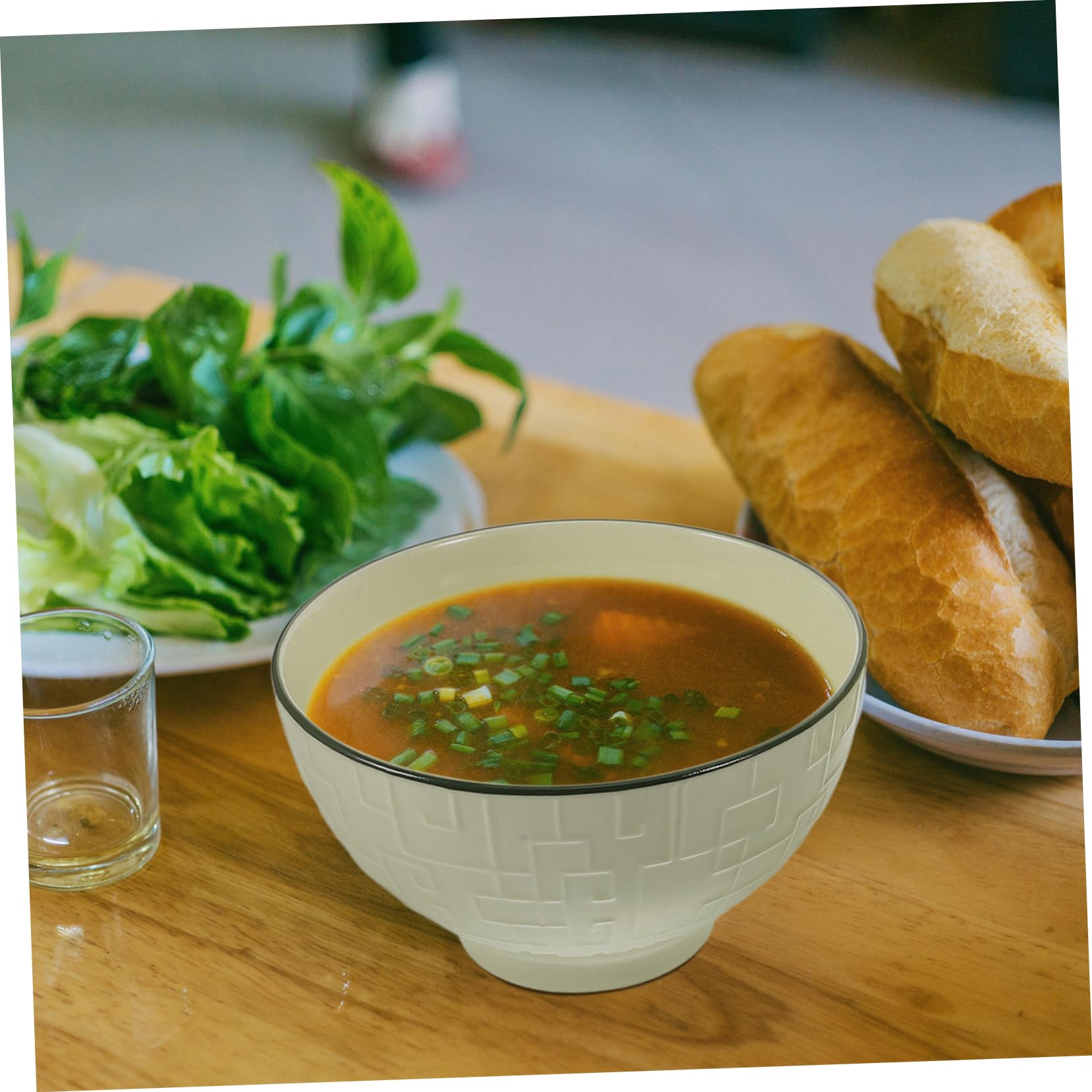 Tazón de Sopa de Cerámica Verde, Juego de 3 Piezas para Cocina