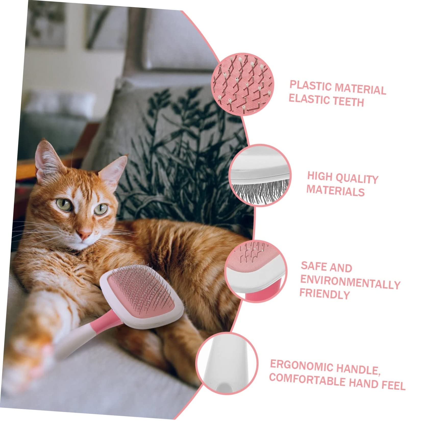BESPORTBLE 3piezas Peine De Masaje Para Cepillo Deshedding Cepillo De Limpieza Para Gatos y Mango Ergonómico y Cómodo Para Baños y Cuidado Del Pelaje