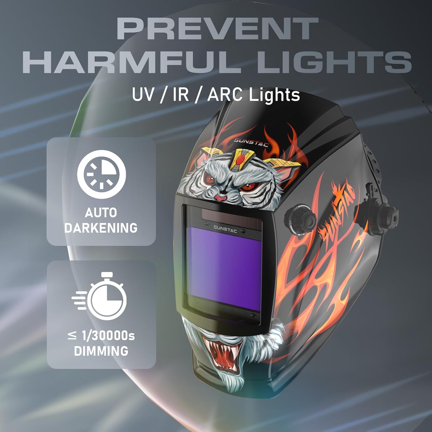 Welding Helmet with Auto Darkening Large Viewing Screen 3.94"X3.27" True Color Solar Power, 4 Arc Sensor Wide Shade 4/5-9/9-13 for STICK/MIG/TIG/CUT