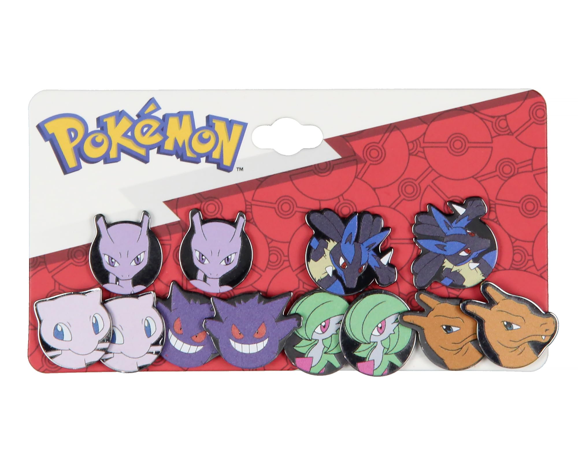 Pokémon Lot de 6 paires de boucles d'oreilles à tige en émail