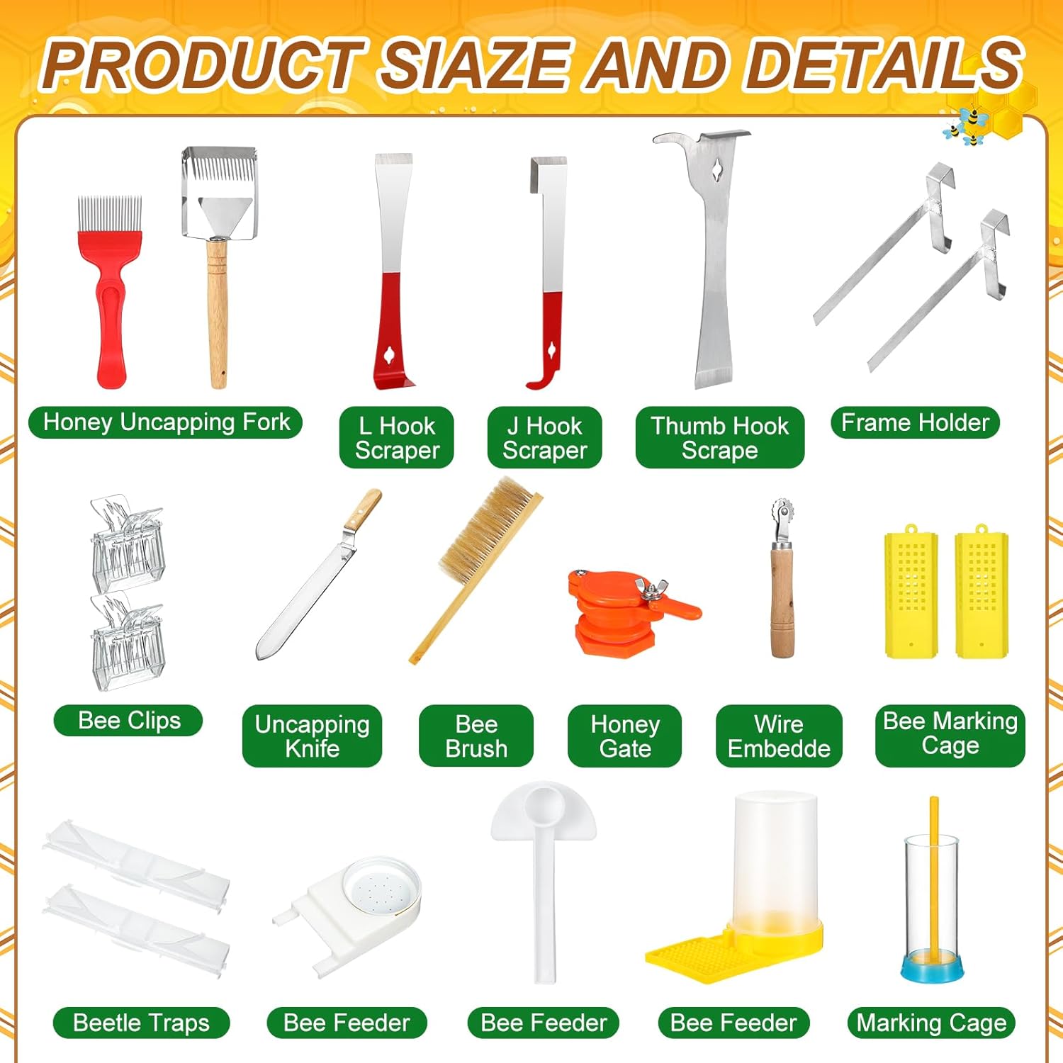 30 Pcs Beekeeping Supplies Tools Bee Suit Bee Keeping Starter Kit Bee Keeper Starting Kit Bee Keeping Supplies All Bee Hive Supplies Bee Hives Boxes Starter Kit for Beekeeper Men Women (XXL) - Image 4