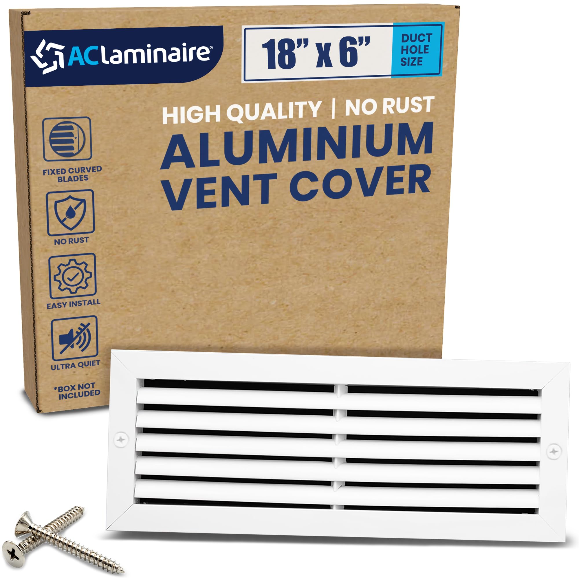 18x6 Inch (Duct Opening) Air Return Vent Cover Decorative – Premium Aluminum AC Vent Cover for Ceiling & Wall, Rustproof Grille, Ideal for Home HVAC