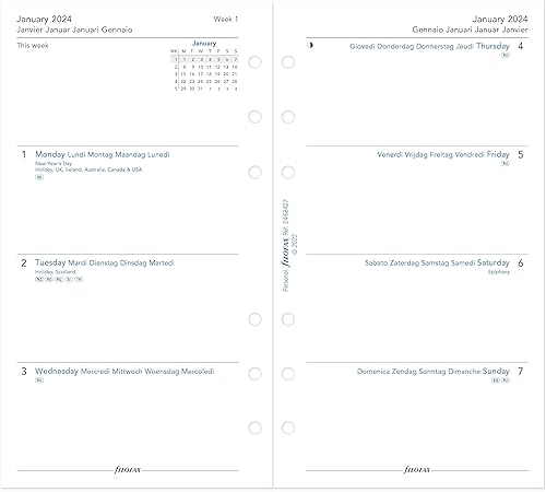 Miniatura 4 de Filofax Finsbury - Organizador de tamaño personal, mostaza, cuero granulado tradicional, seis anillos, calendario semanal para ver, multilingüe,