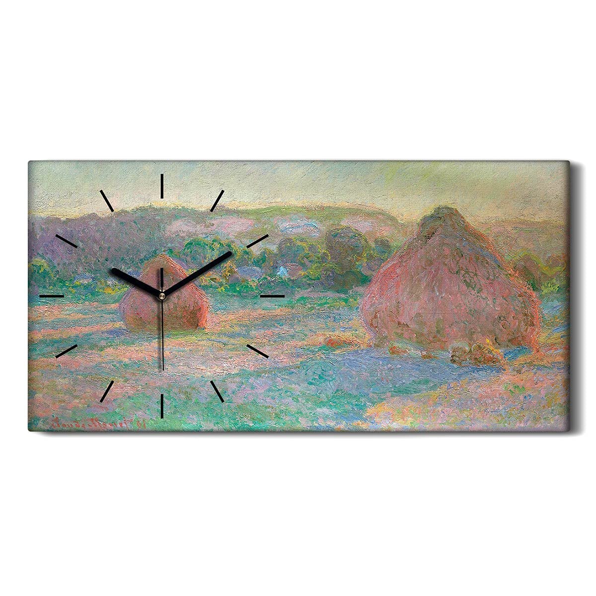 Horloge sur toile design Coloray 60x30cm tableau de qualite superieure peinture de foin