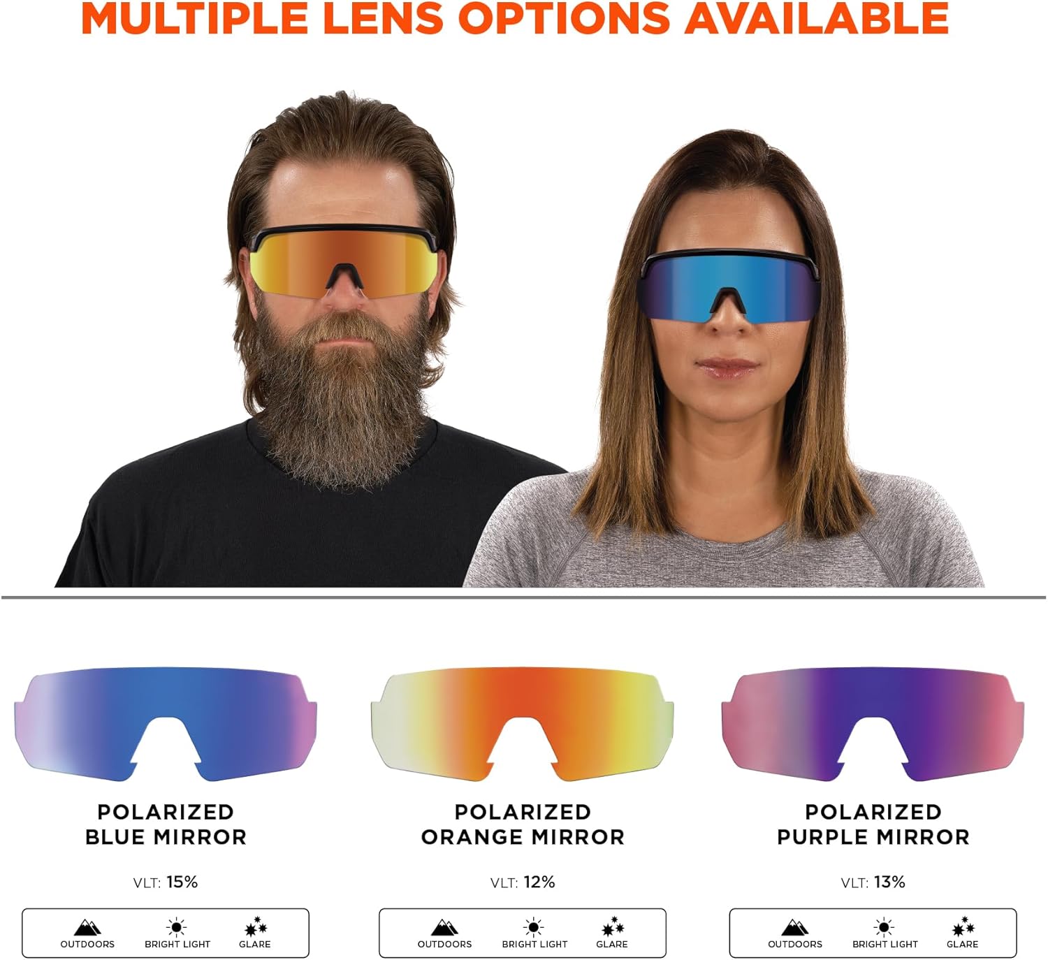 Ergodyne Skullerz AEGIR Polarized Safety Sunglasses with Fog Off+, Anti Fog Safety Glasses, Anti Scratch Mirror Lens