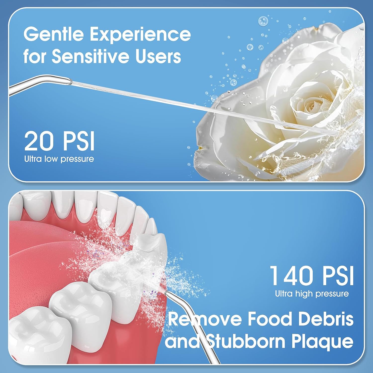 Water Flosser, Rechargeable 300ML IPX7 Waterproof Cordless Portable Oral Irrigator with 4 Modes & 6 Replaceable Jet Tips-Professional Flossing Cleaner for Daily Home Use,Travel,Gums,Braces Care-White - Image 2