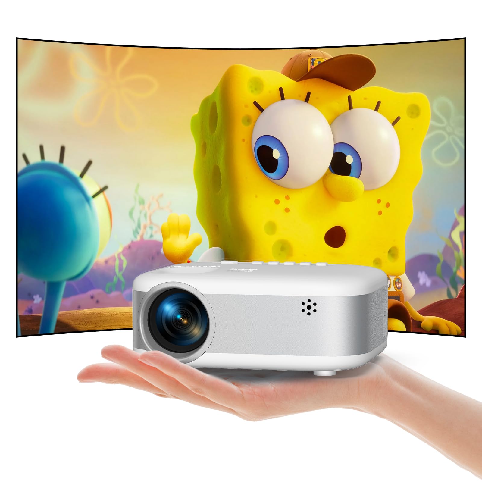 Sponsored Ad - Mini Projector, 2025 Upgraded 1080P HD Projector, Portable Projector with Bluetooth, Movie Projector Compatible with Smartphone/Laptop/TV Stick/HDMI/USB